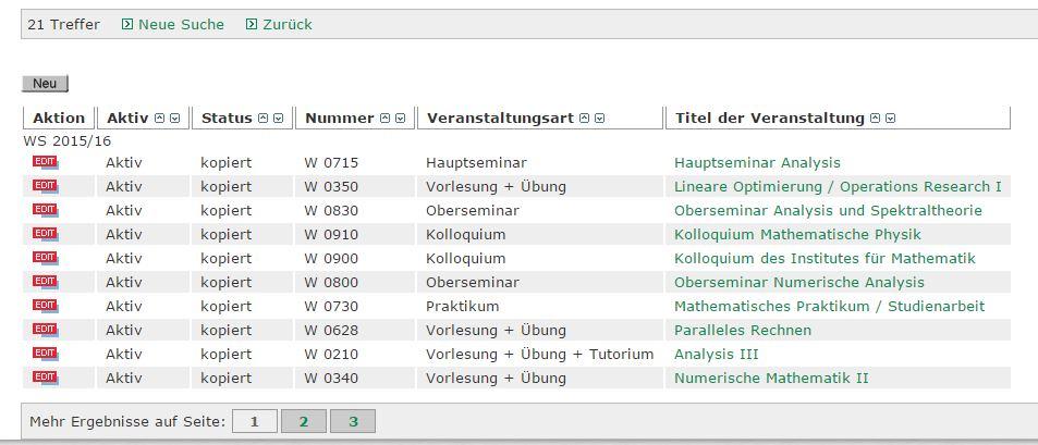 Eigene Veranstaltungen