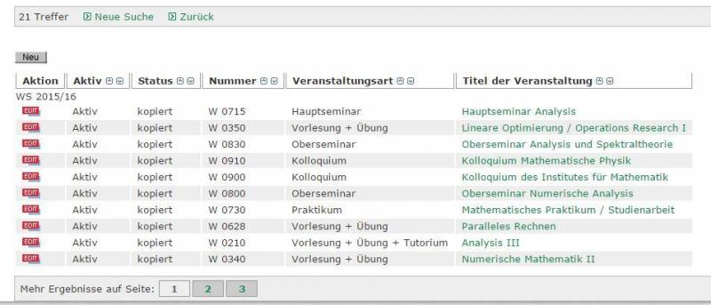 Eigene Veranstaltungen